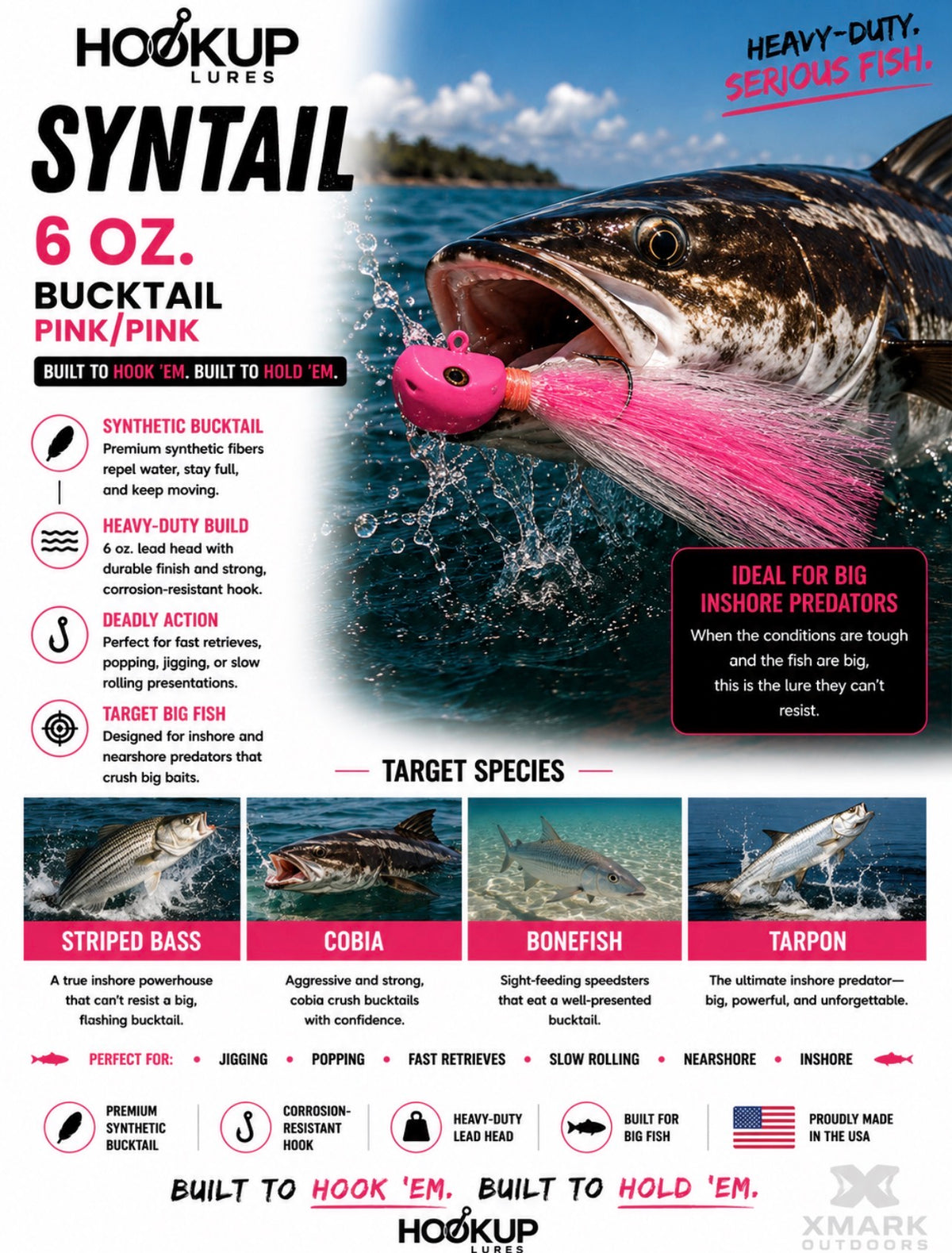 Hookup Lures SynTail Bucktail 6 oz 7/0