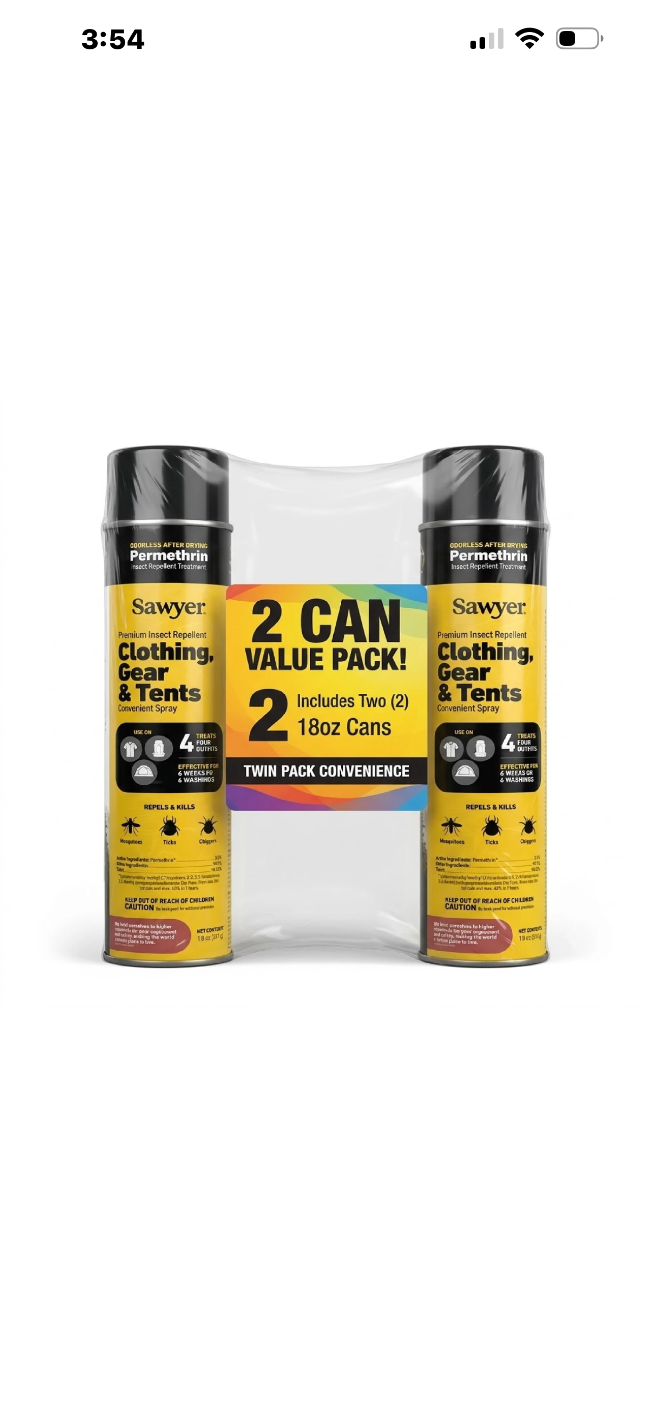 Sawyer Permethrin Premium Insect Repellent for Clothing, Gear & Tents – Twin Pack (2 x 18 oz)