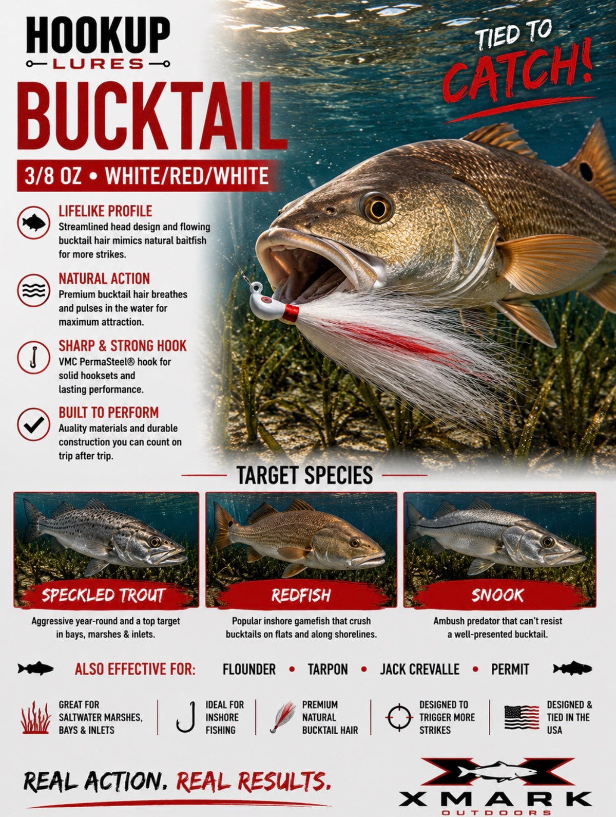 Hookup Lures Inshore Premium Series Bucktail 3/8 oz