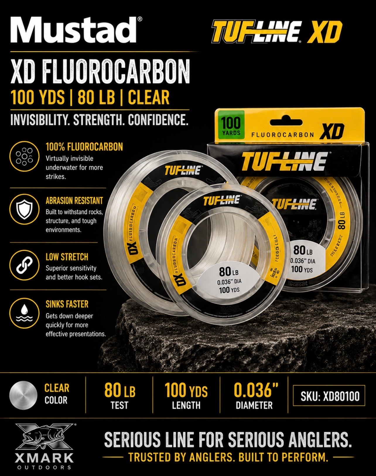 TUF-LINE XD Fluorocarbon Leader – Clear