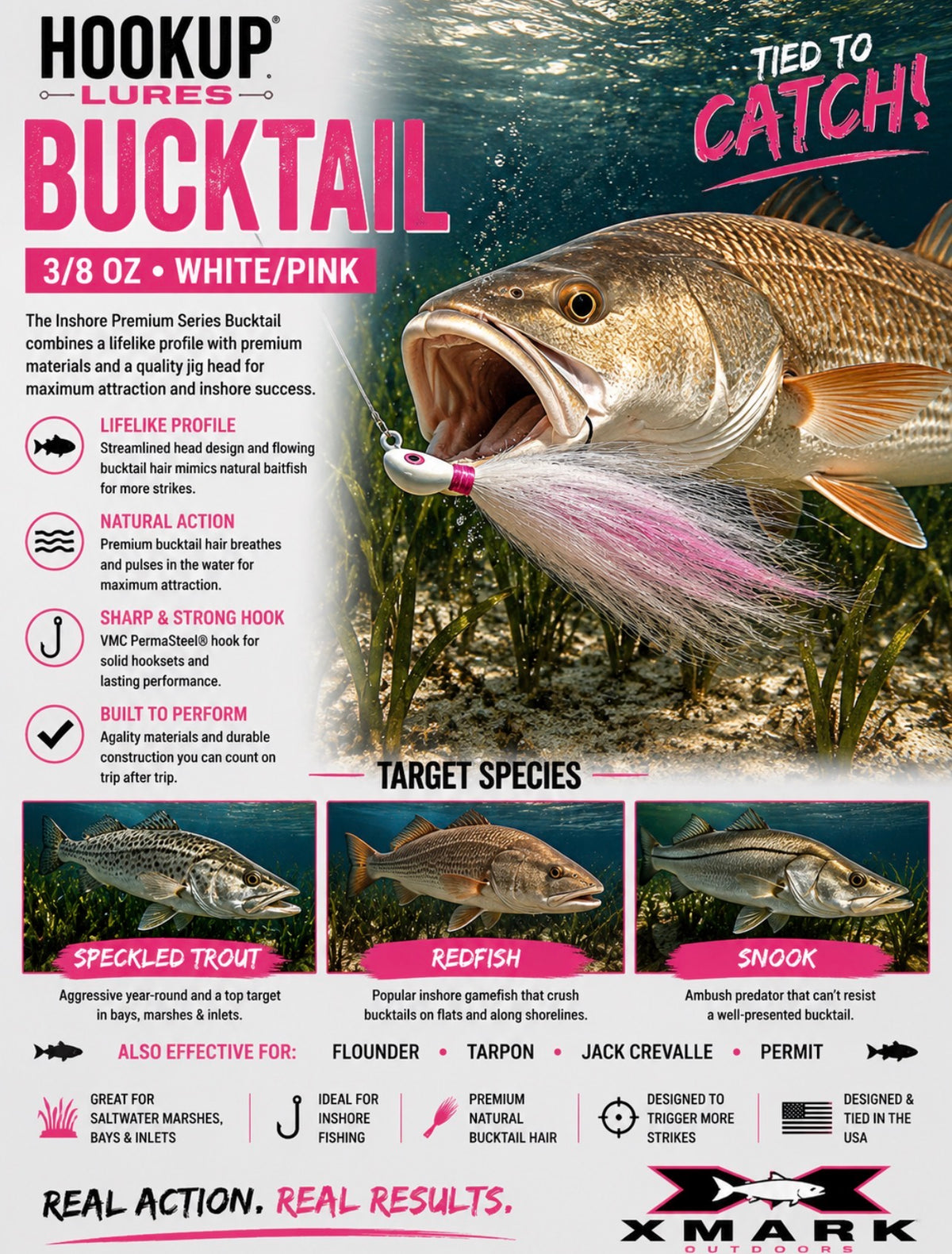 Hookup Lures Inshore Premium Series Bucktail 3/8 oz