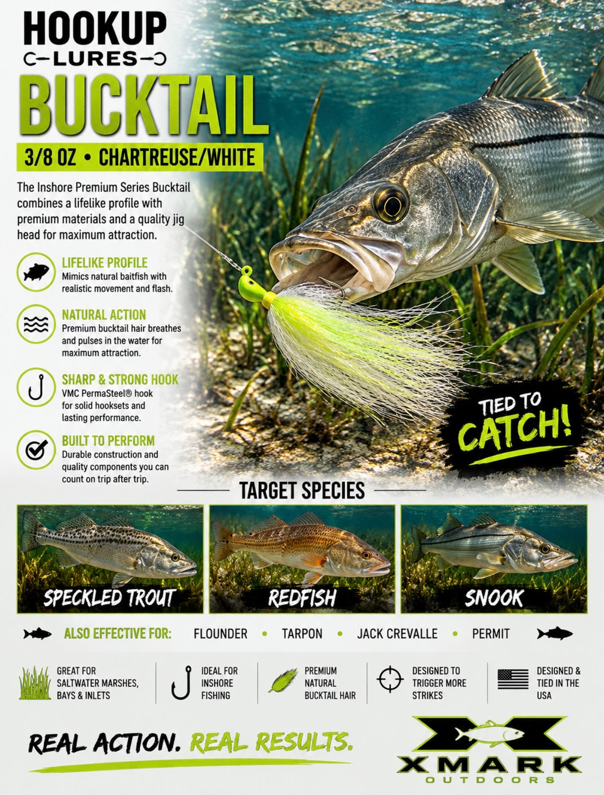 Hookup Lures Inshore Premium Series Bucktail 3/8 oz