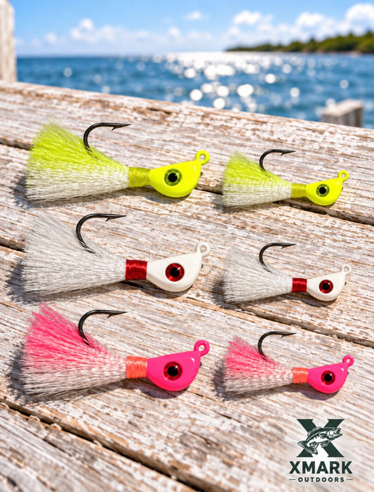 Xmark Hookup Pompano Bucktail Jig Variety Kit – 6 Packs / 12 Jigs
