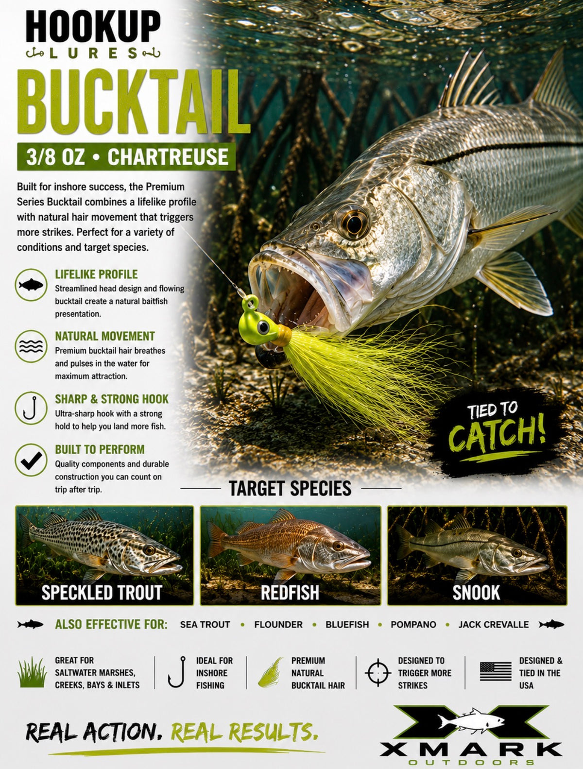 Hookup Lures Inshore Premium Series Bucktail 3/8 oz