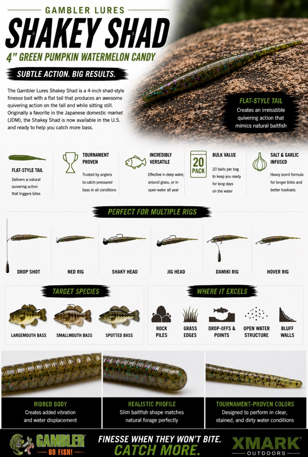Gambler Shakey Shad 4" (20 Pack)