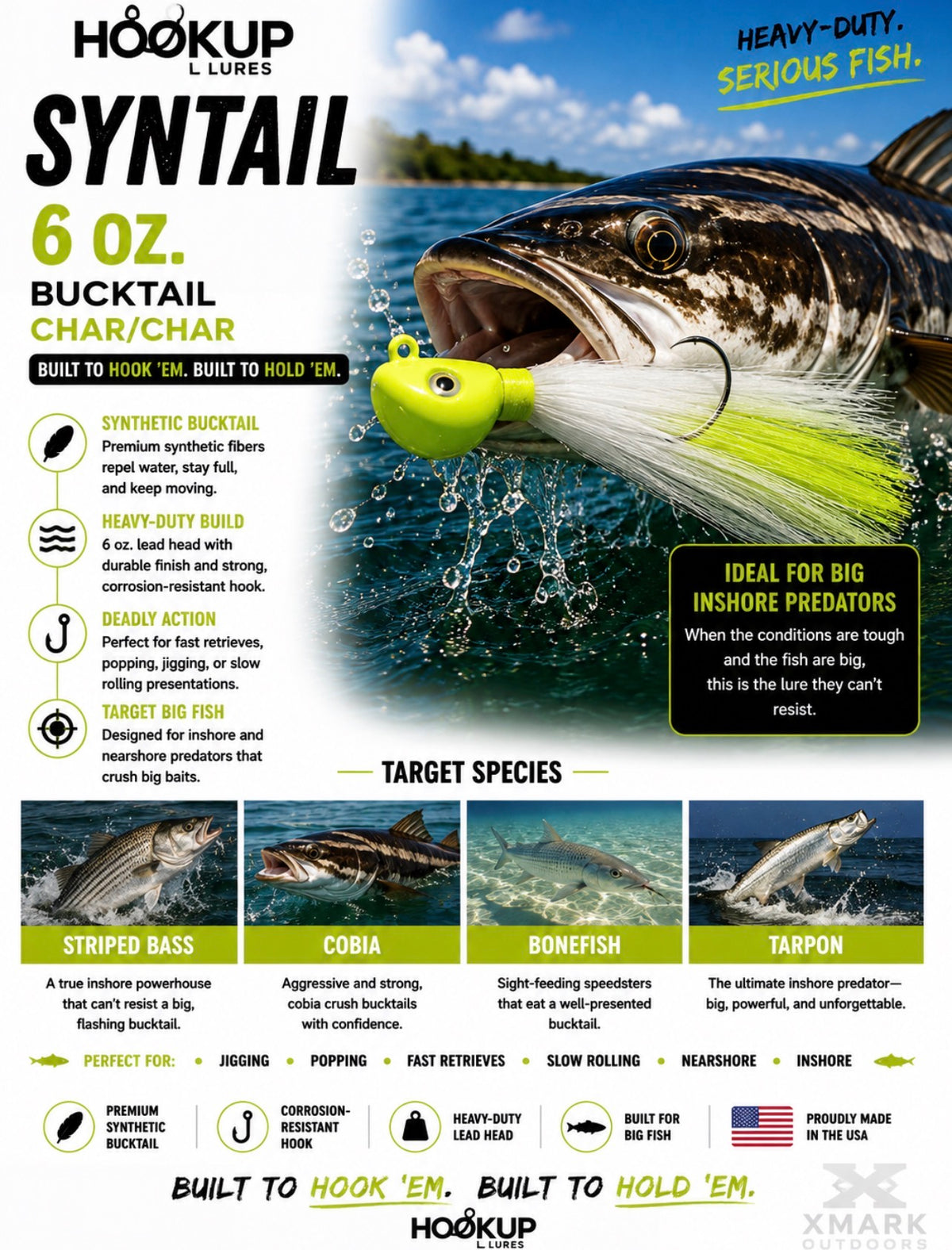 Hookup Lures SynTail Bucktail 6 oz 7/0