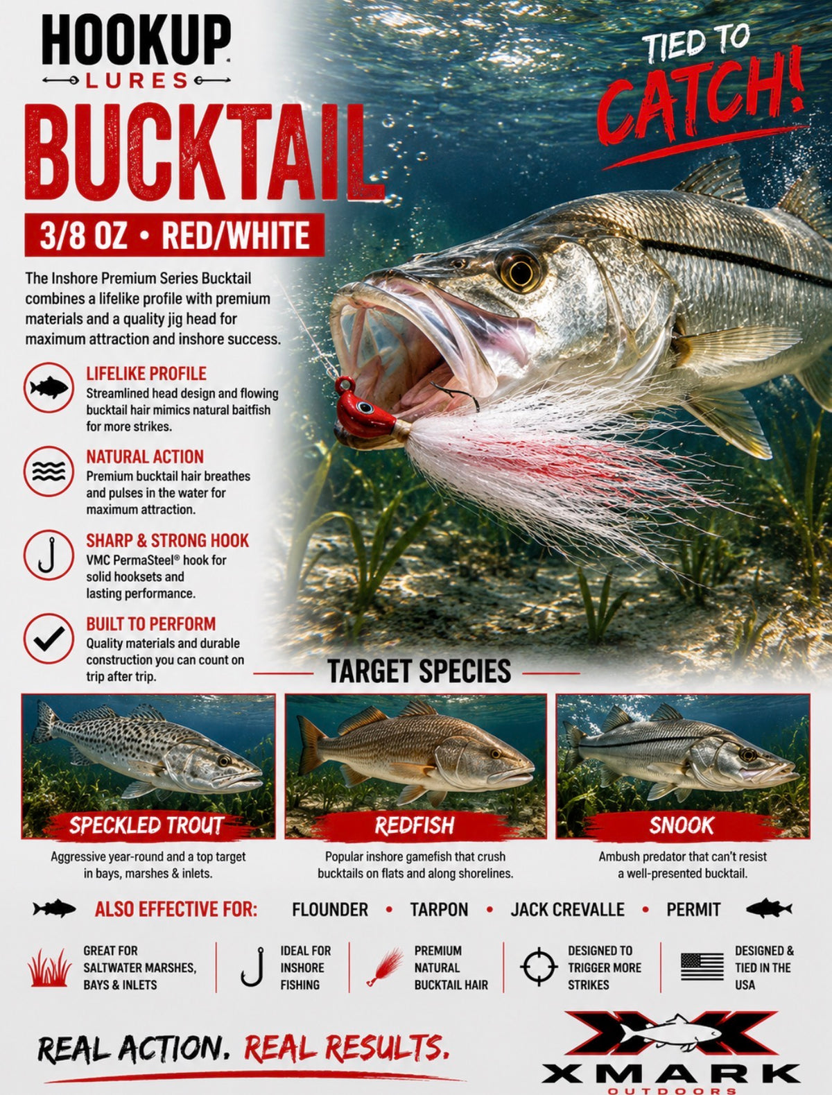 Hookup Lures Inshore Premium Series Bucktail 3/8 oz