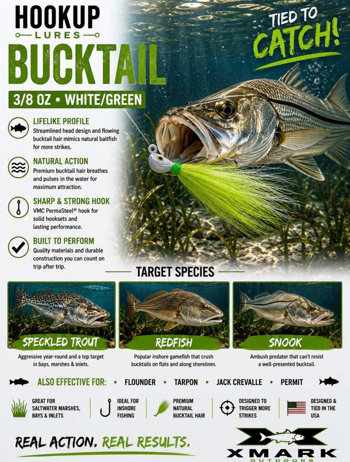 Hookup Lures Inshore Premium Series Bucktail 3/8 oz