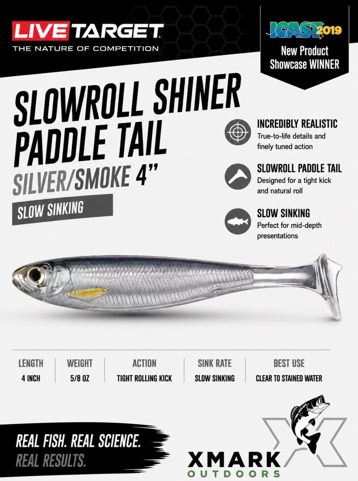 Live Target SlowRoll Shiner Paddle Tail
