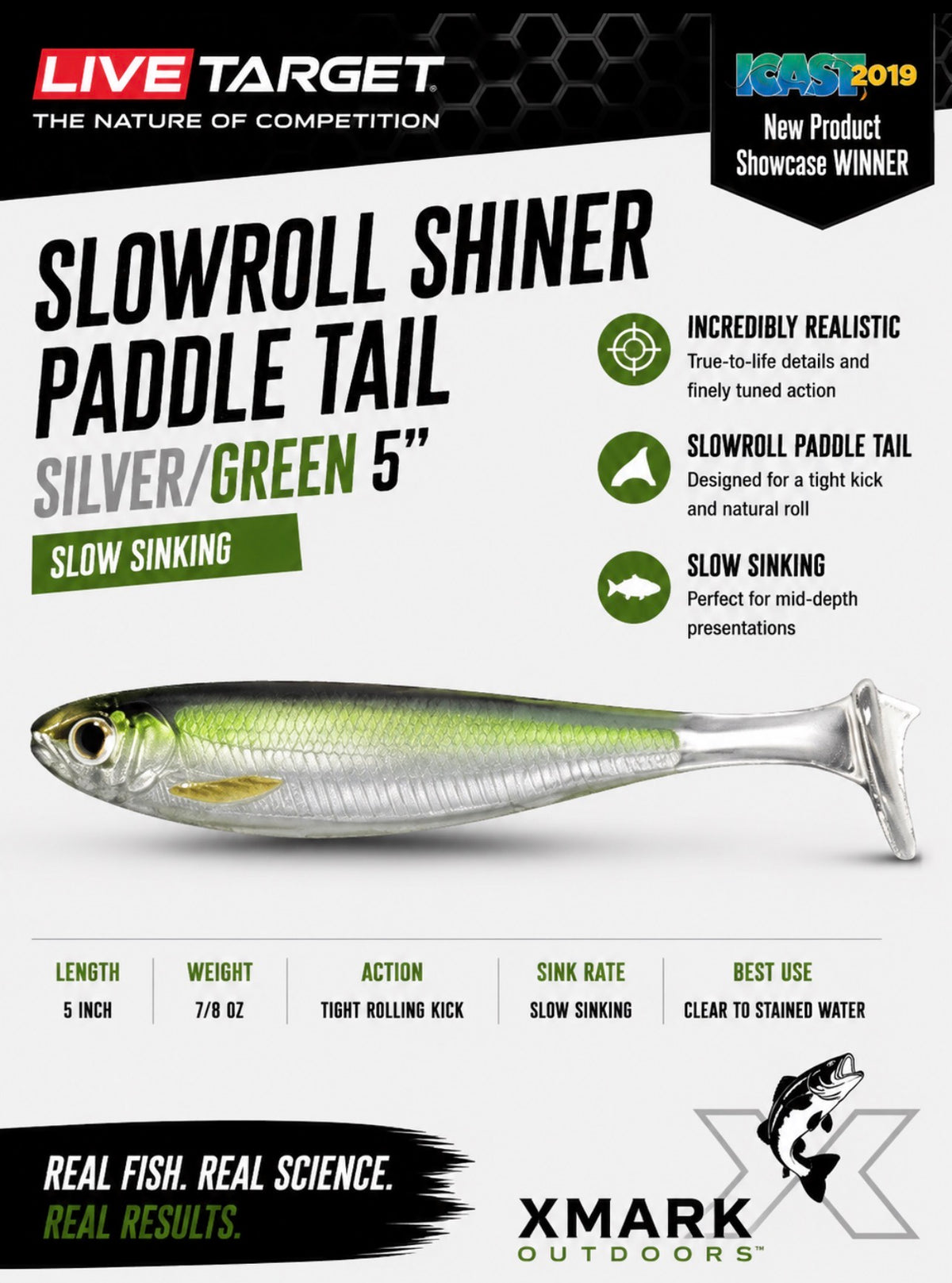 Live Target SlowRoll Shiner Paddle Tail
