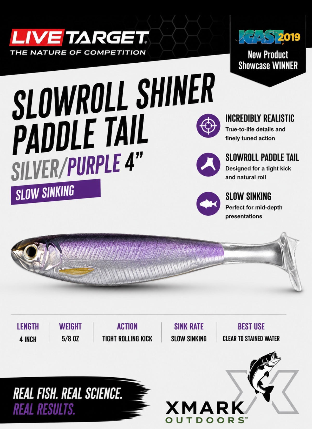 Live Target SlowRoll Shiner Paddle Tail