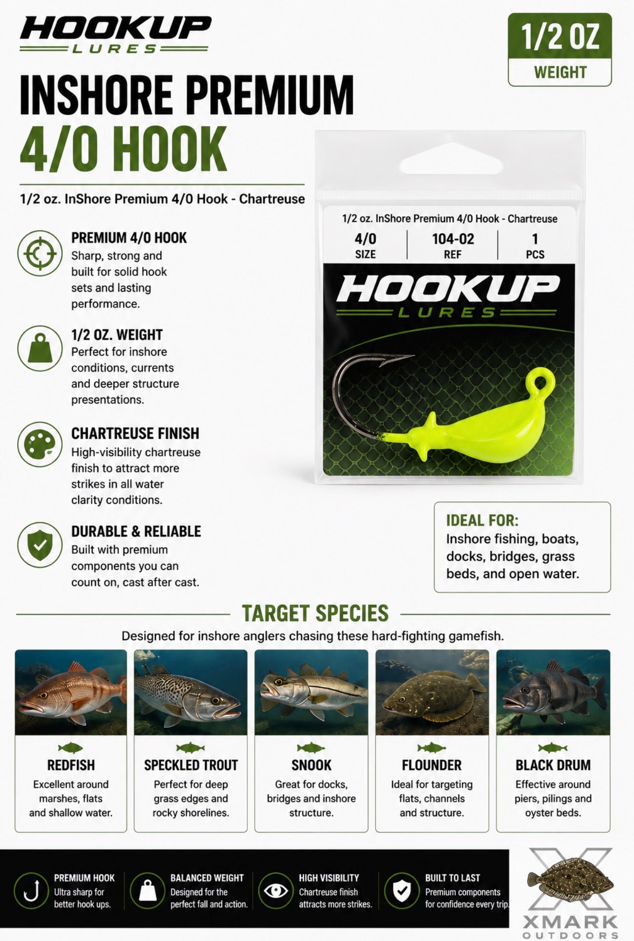 Hookup Lures Inshore Premium Jig Head (4 Pack)