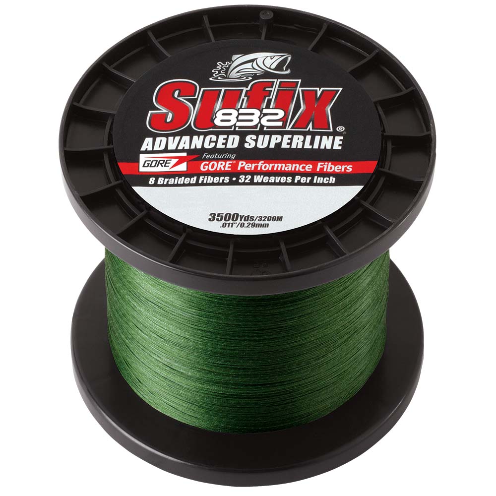 Sufix 832 Advanced Superline Braid  30lb  LowVis Green  3500 yds 660430G
