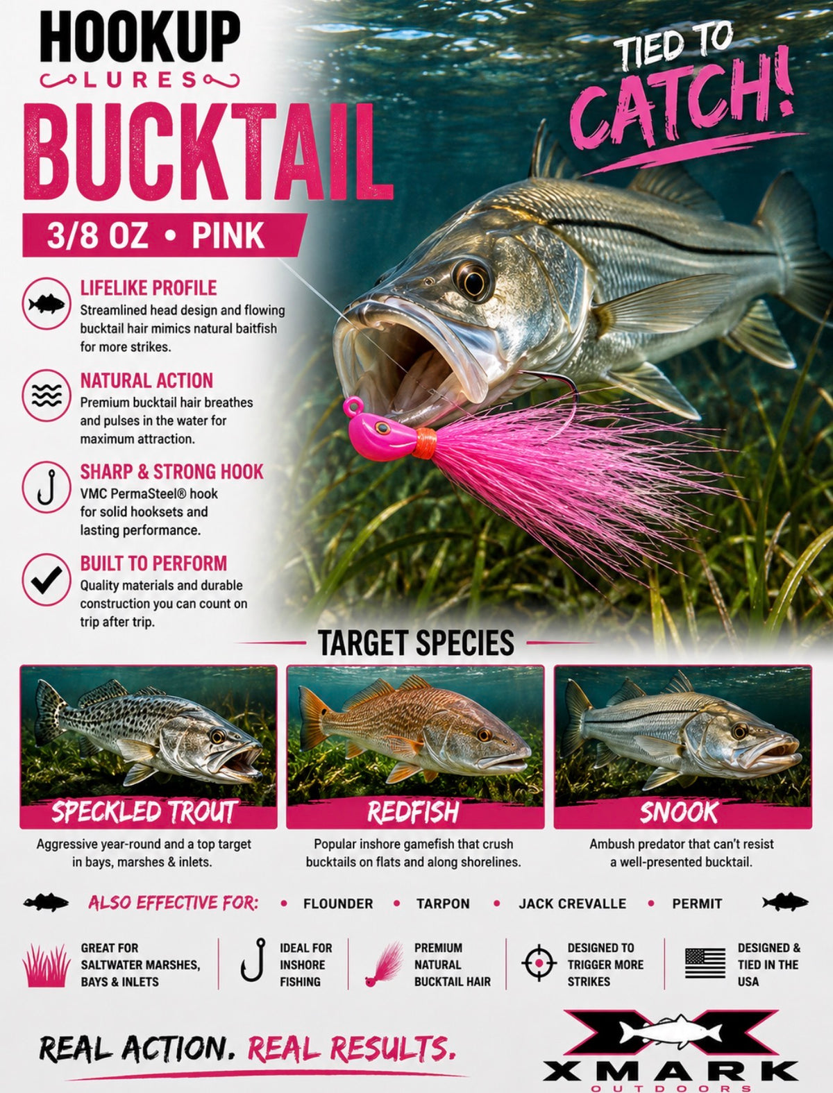 Hookup Lures Inshore Premium Series Bucktail 3/8 oz