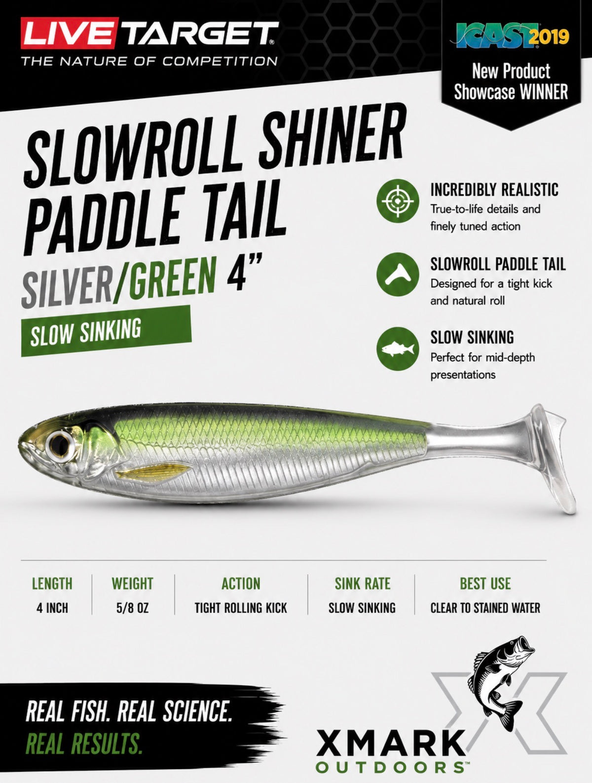 Live Target SlowRoll Shiner Paddle Tail