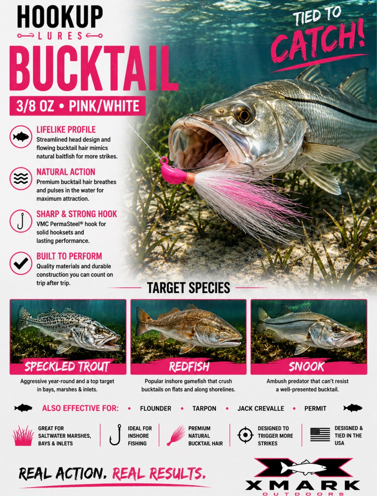 Hookup Lures Inshore Premium Series Bucktail 3/8 oz