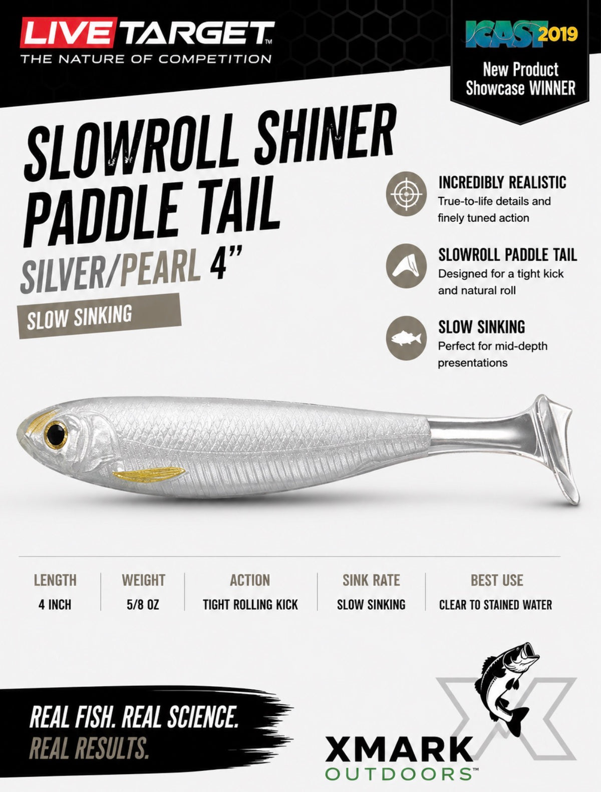 Live Target SlowRoll Shiner Paddle Tail