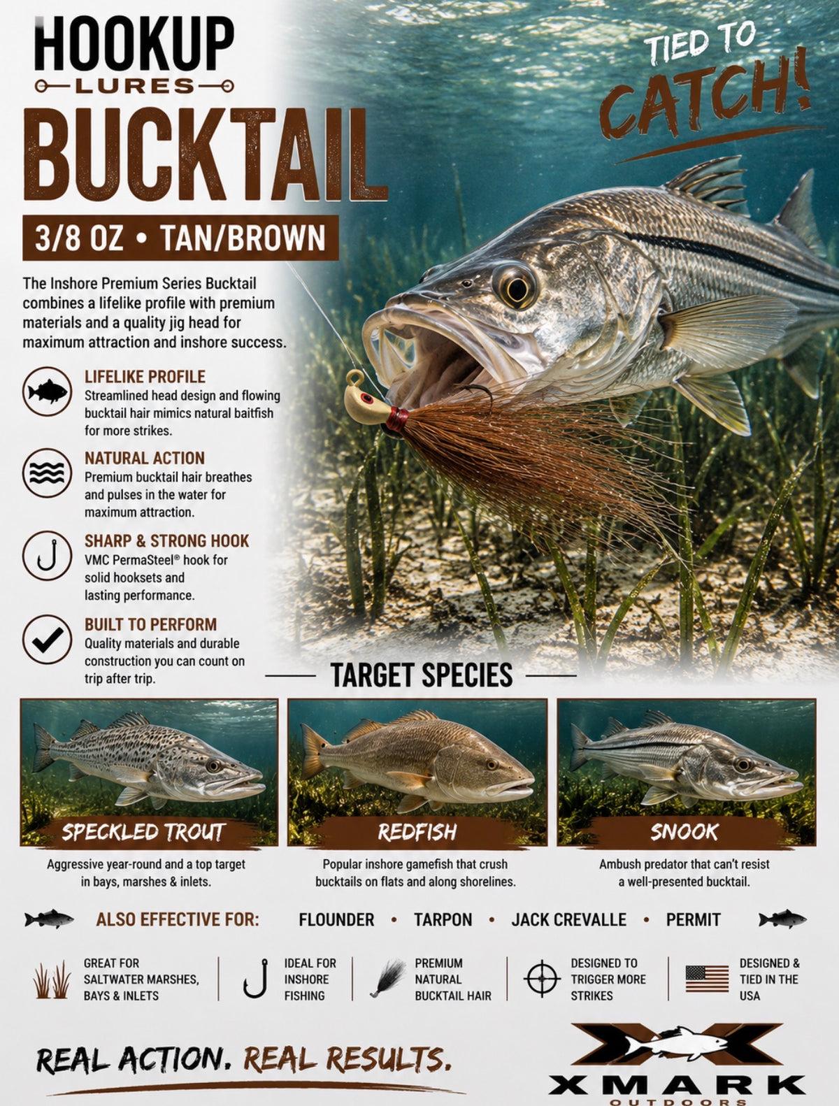 Hookup Lures Inshore Premium Series Bucktail 3/8 oz