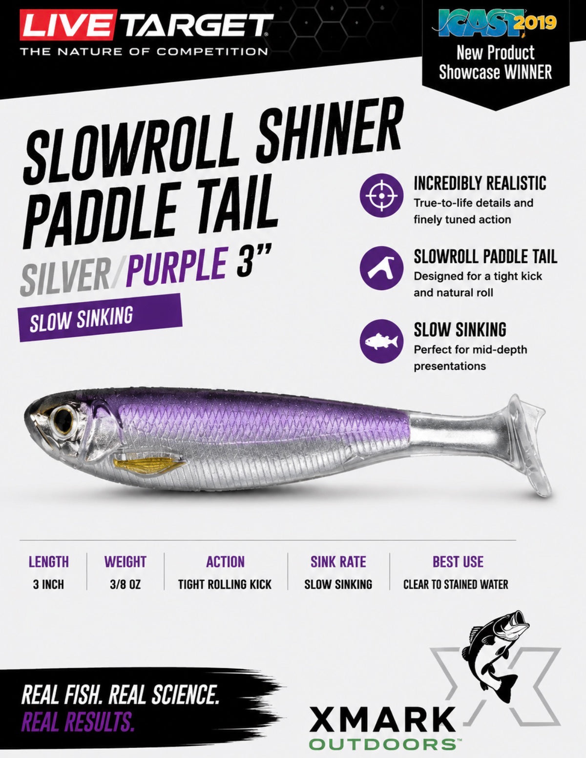 Live Target SlowRoll Shiner Paddle Tail