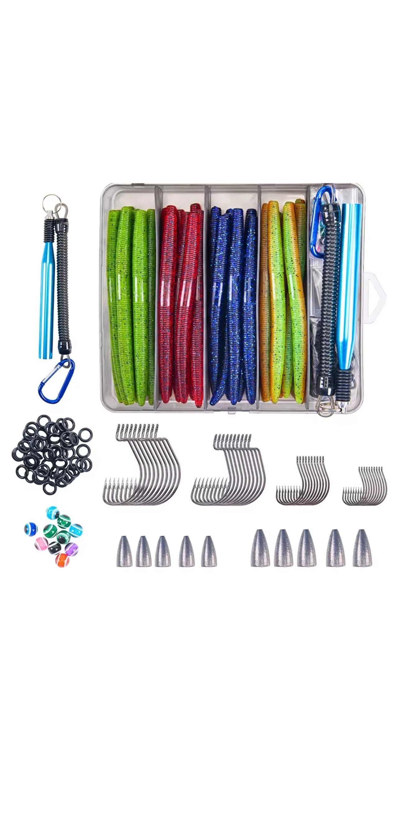 143 Piece Wacky Worm Kit – Bass & Crappie Fishing Set