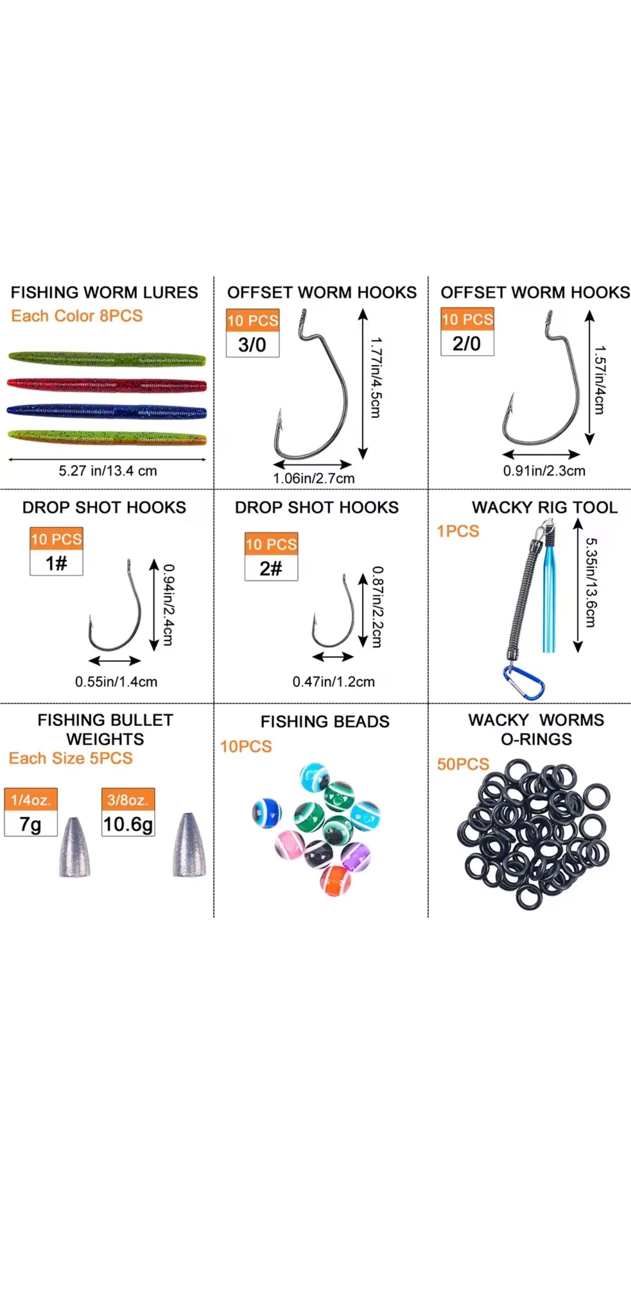 143 Piece Wacky Worm Kit – Bass & Crappie Fishing Set